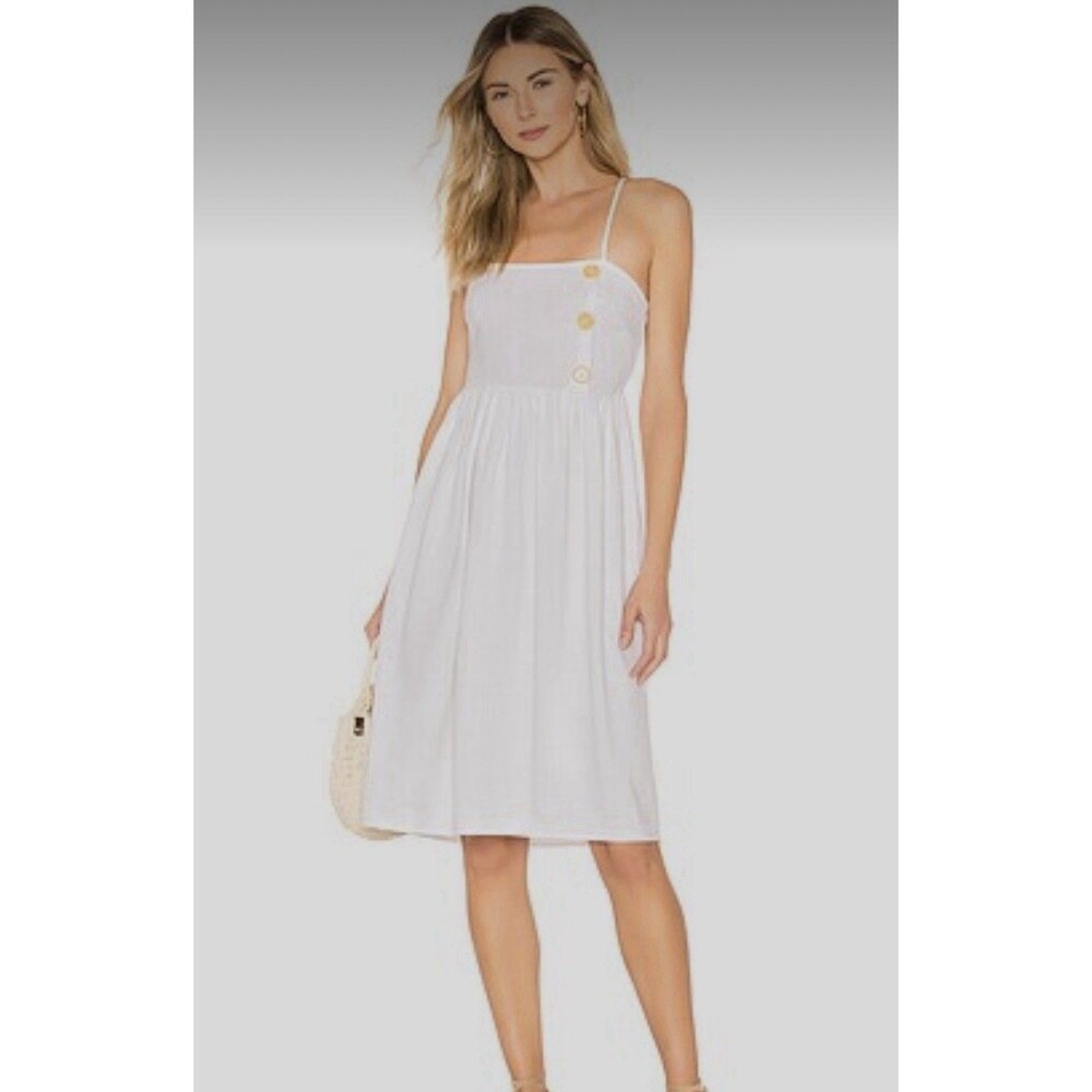 House of Harlow 1960 x REVOLVE White Linen Blend Button Accent Sundress Size M